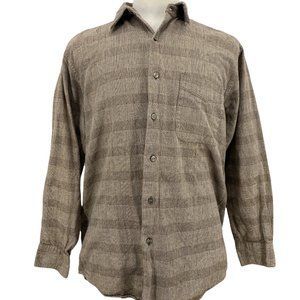 City Casual By Haggar Mens Casual Brown Long Sleeve Button Up Flannel Shirt Sz M